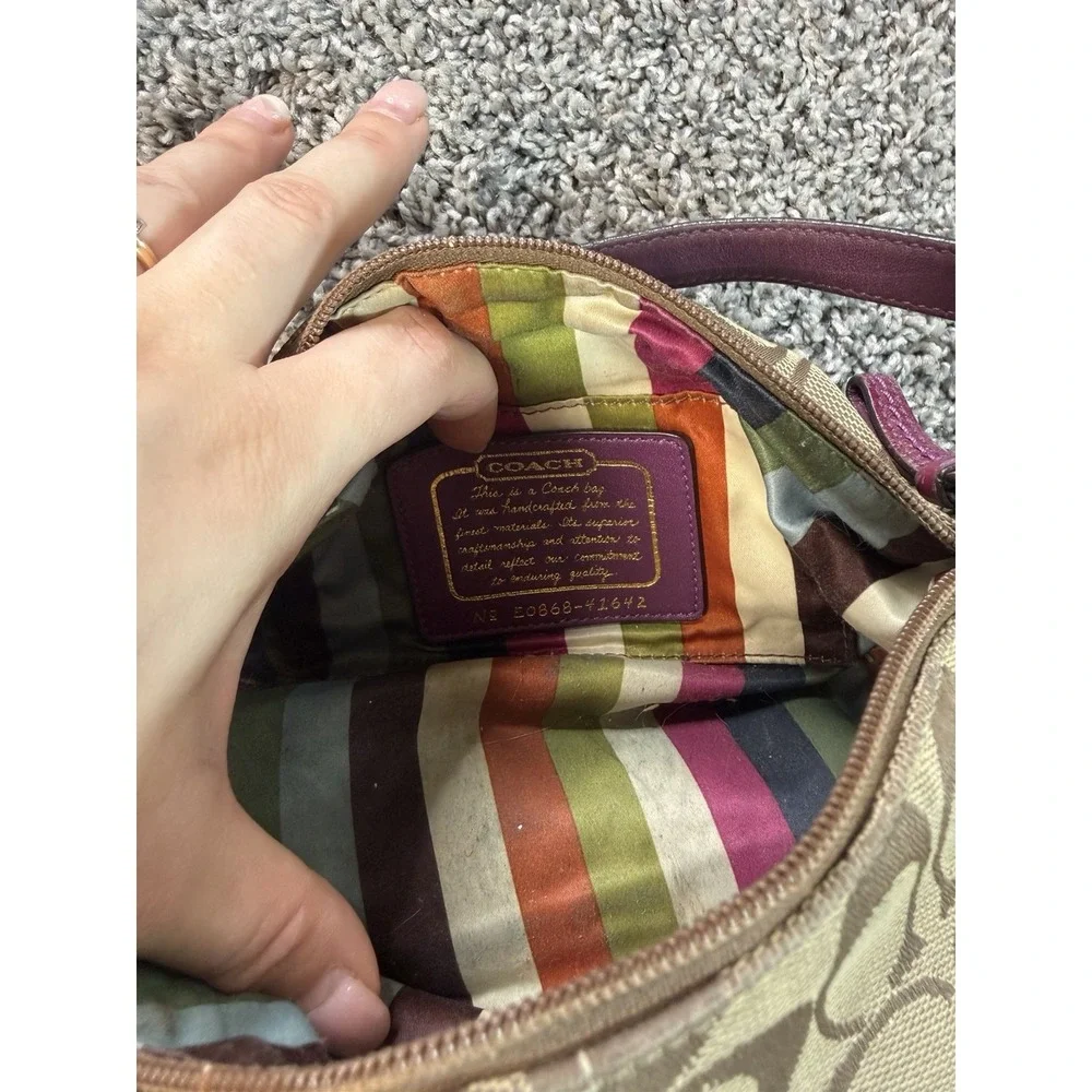Vintage Y2K Coach Signature Legacy Striped Mini Shoulder Bag Brown & Burgundy